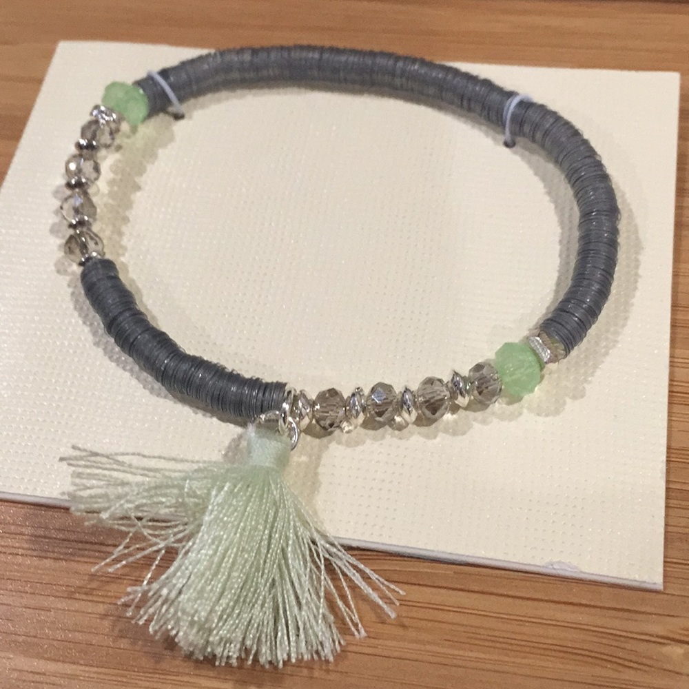 Stretch Green Sequin Crystals Green Bracelet